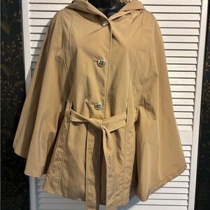 Calvin Klein Hooded Tan Cape with Belt